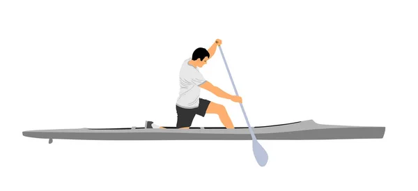 Sport Man Kayak Vector Ilustración Aislado Sobre Fondo Blanco Vector — Archivo Imágenes Vectoriales