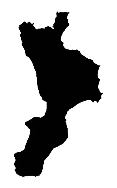 Calabria Χάρτη Διάνυσμα Εικόνα Σιλουέτα Απομονώνονται Λευκό Φόντο Σύμβολο Περιφέρειας — Διανυσματικό Αρχείο