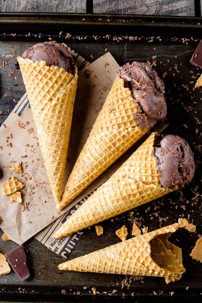 自家製のチョコレート アイス クリーム — ストック写真