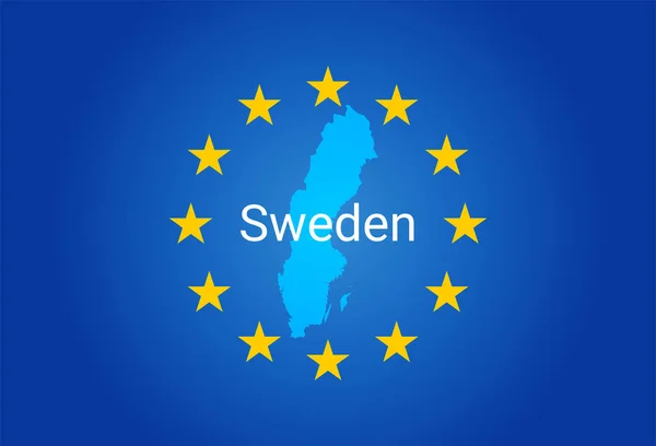 Флаг ЕС - Европейский Союз и карта Швеции. вектор — стоковый вектор