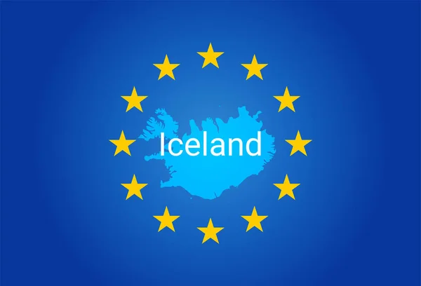 EU - European Union flag and Map of Iceland. vector — Stock Vector
