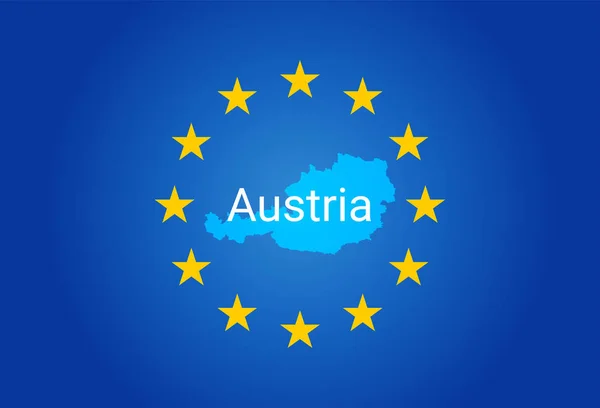 EU - Evropské unie vlajka a mapa Rakouska. vektor — Stockový vektor