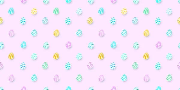 Nahtlose Ostermuster mit bunten Eiern. Vektorillustration. Muster zum Design von Grußkarten, Textilien — Stockvektor