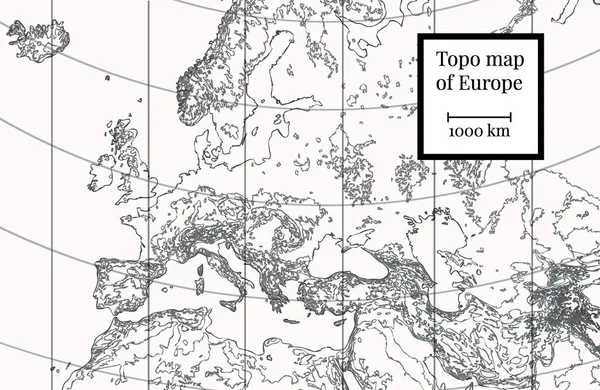 Mappa fisica dell'Europa. Illustrazione vettoriale altamente dettagliata — Vettoriale Stock