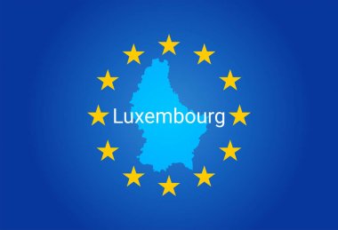 EU - European Union flag and Map of Luxembourg. vector clipart