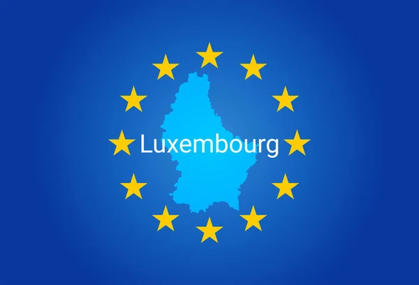 EU - Bandera de la Unión Europea y Mapa de Luxemburgo. vector — Archivo Imágenes Vectoriales