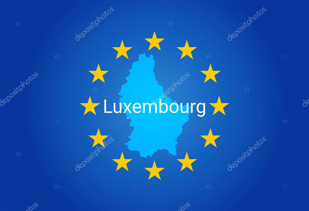 EU - European Union flag and Map of Luxembourg. vector illustration