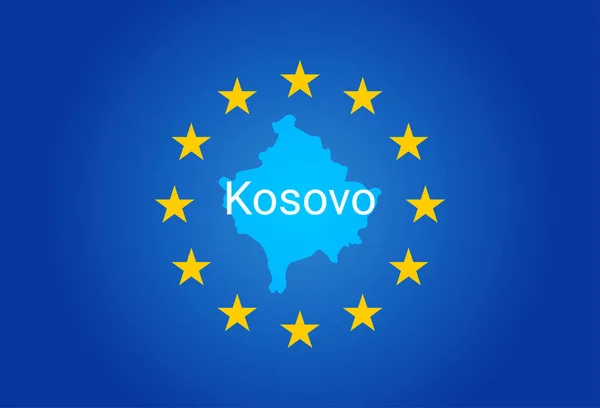 EU – európai uniós zászlót és a Koszovó megjelenítése. vektor — Stock Vector