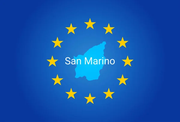 Bandera de la Unión Europea y Mapa de San Marino. vector — Vector de stock