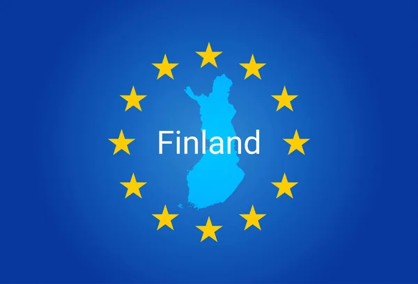 Bandera de la Unión Europea y Mapa de Finlandia. vector — Vector de stock