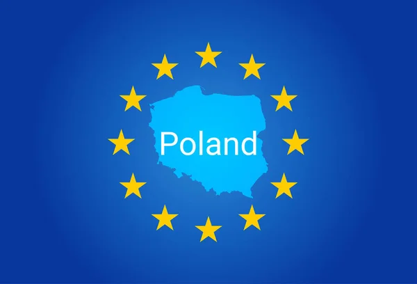 EU – európai uniós zászlót, és a Térkép, a lengyel. vektor — Stock Vector