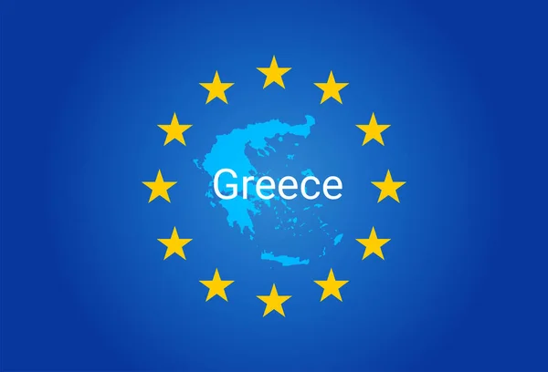 Флаг ЕС - Европейский Союз и карта Греции. вектор — стоковый вектор