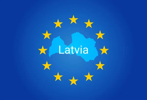 UE - Bandeira da União Europeia e Mapa da Letónia. vetor —  Vetores de Stock