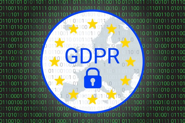 GDPR - Regulamento Geral de Proteção de Dados. Mapa e bandeira da UE. Vetor —  Vetores de Stock