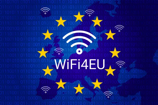 Wifi4eu - pontos de acesso Wi-Fi gratuito na União Europeia. ilustração vetorial — Vetor de Stock