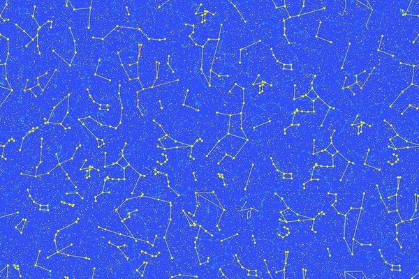 Konstellation av stjärnor sömlösa mönster. blå utrymme bakgrund. Universum vektor — Stock vektor