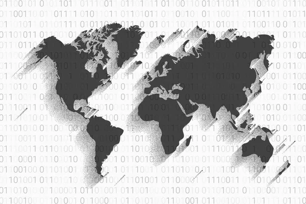 Mapa mundial de seguridad cibernética. Internet del ciberespacio. fondo de tecnología digital — Vector de stock