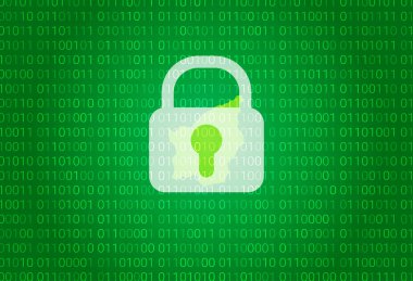 San Marino Haritası. resimde kilit ve ikili kod arka plan ile. engelleme, virüs saldırısı, Internet gizlilik korumak