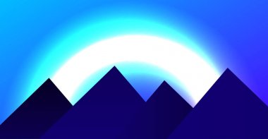 Vektör çizim. Düz dağlar. Misyon ve başarı. Doğa ve seyahat