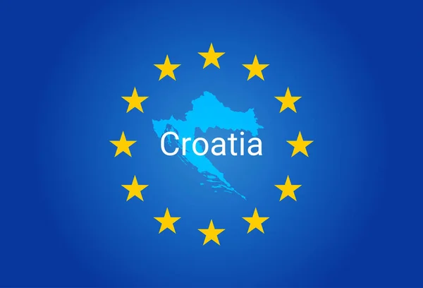 -Európai uniós zászlót és EU Térkép Horvátország. vektor — Stock Vector