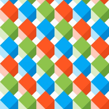 Düz küpleri ile Seamless modeli. Parlak renklerde arka plan.