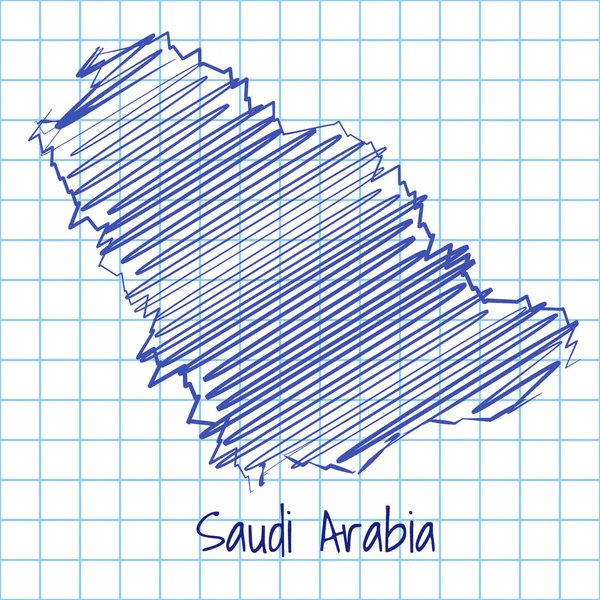 Saudi-Arabian kartta, sininen luonnos abstrakti tausta — vektorikuva