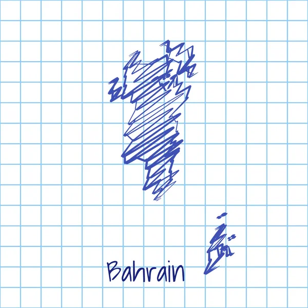 Mapa Bahrajn, niebieski szkic tło — Wektor stockowy