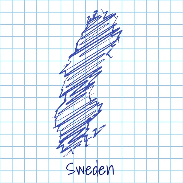 Карта Швеции, синий эскиз абстрактного фона — стоковый вектор