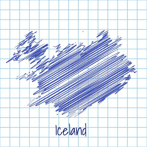 Карта Исландии, синий эскиз абстрактного фона — стоковый вектор