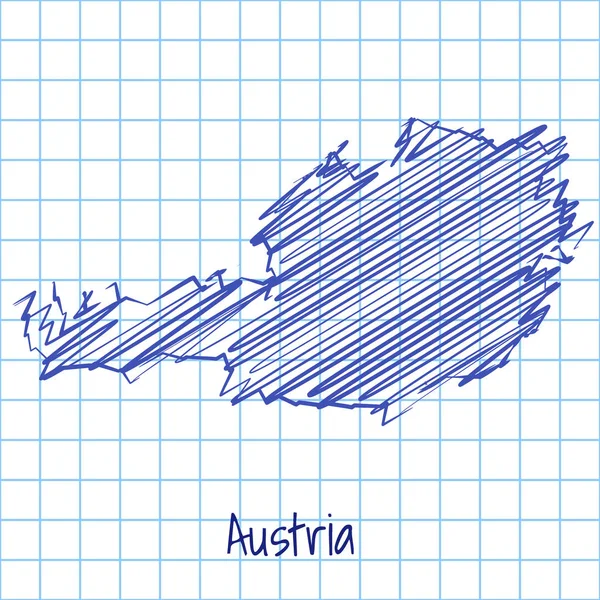 Avusturya, mavi eskiz arka plan Haritası — Stok Vektör