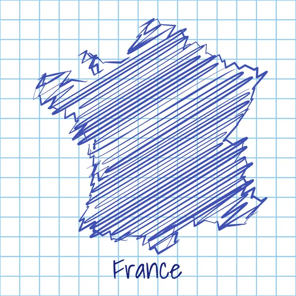 Мапа Франції, синій ескіз абстрактним фоном — стоковий вектор
