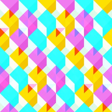 Düz küpleri ile Seamless modeli. Parlak renklerde arka plan.