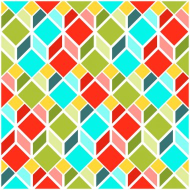 Düz küpleri ile Seamless modeli. Parlak renklerde arka plan.