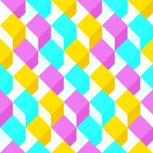 Seamless mönster med platt kuber. Abstrakt bakgrund i ljusa färger. — Stock vektor
