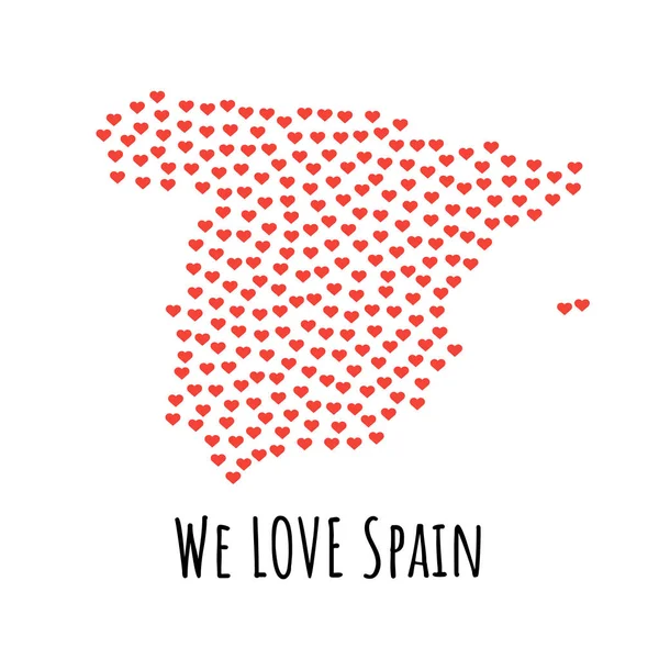 西班牙地图与红色心脏-爱的标志。抽象背景 — 图库矢量图片