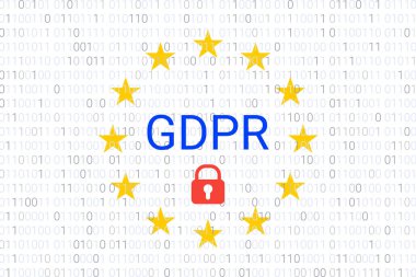 Gdpr - genel veri koruma Yönetmeliği. AB harita ve bayrak. Vektör