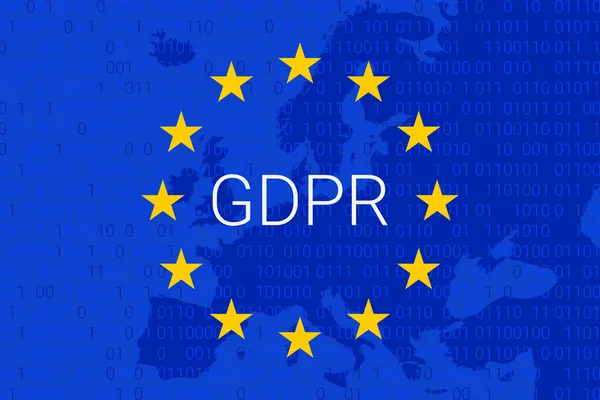Gdpr - genel veri koruma Yönetmeliği. AB harita ve bayrak. Vektör