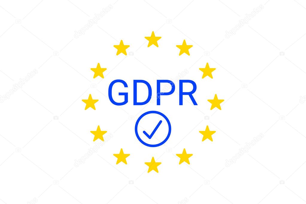 GDPR - General Data Protection Regulation. EU compliance symbol. Vector