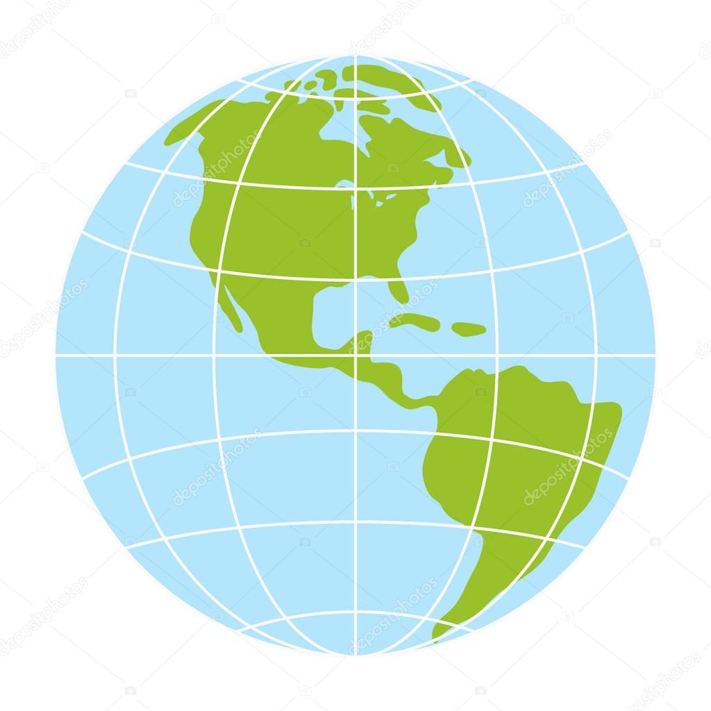 World globe icon. vector earth logo. web global symbol with grid