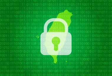 Tayvan Haritası. resimde kilit ve ikili kod arka plan ile. engelleme, virüs saldırısı, Internet gizlilik korumak