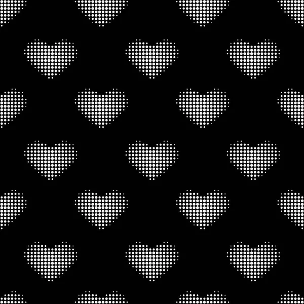 Seamless pattern with red halftone heart — Stock Vector