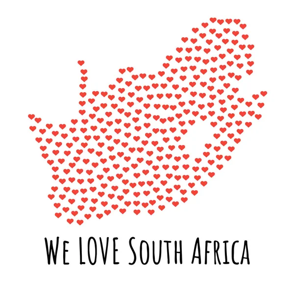 Карта Южной Африки с красными сердцами - символ любви. абстрактный фон — стоковый вектор