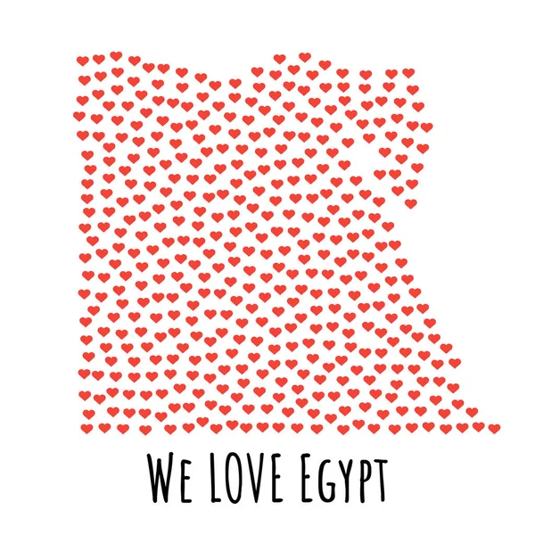Egipt mapa z czerwone serca - symbol miłości. streszczenie tło — Wektor stockowy