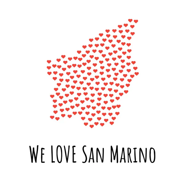 Carte de Saint-Marin avec des cœurs rouges - symbole d'amour. fond abstrait — Image vectorielle