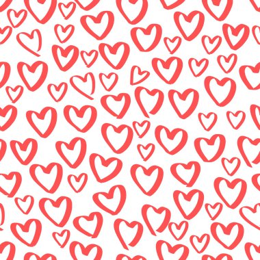 Soyut, pürüzsüz kalp deseni. Mürekkep çizimi. Siyah ve beyaz.