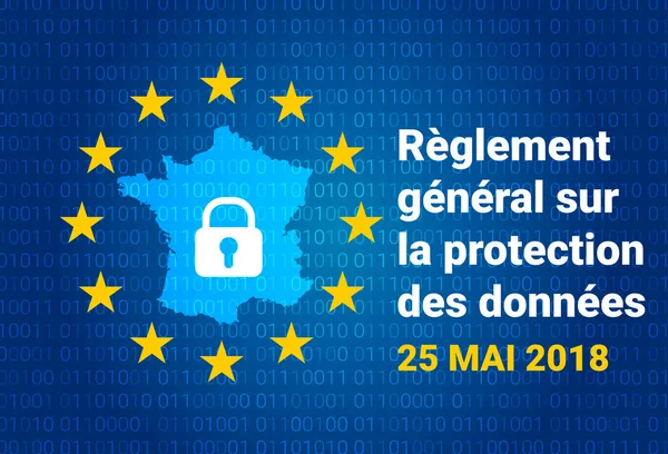RGPD - Francês: Reglement general sur la protection des donnees means: GDPR - General Data Protection Regulation. Mapa da França. Vetor — Vetor de Stock