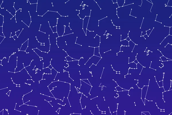 星のシームレスなパターンの星座。青色の領域の背景。宇宙ベクトル — ストックベクタ