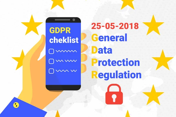 BNPR - allmän uppgiftsskyddsförordning. BNPR checklista. Vektor — Stock vektor