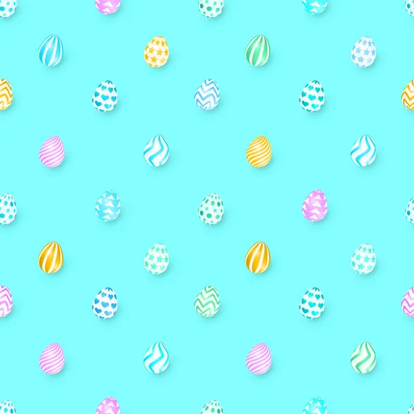 Nahtlose Osteroberflächenmuster mit bunten Eiern. — Stockvektor