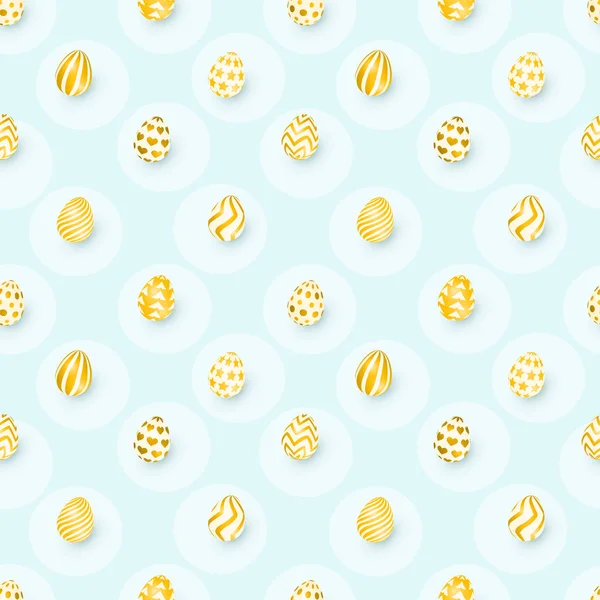 Nahtloses Muster der Osteroberfläche mit goldenem Ei. Vektorillustration — Stockvektor